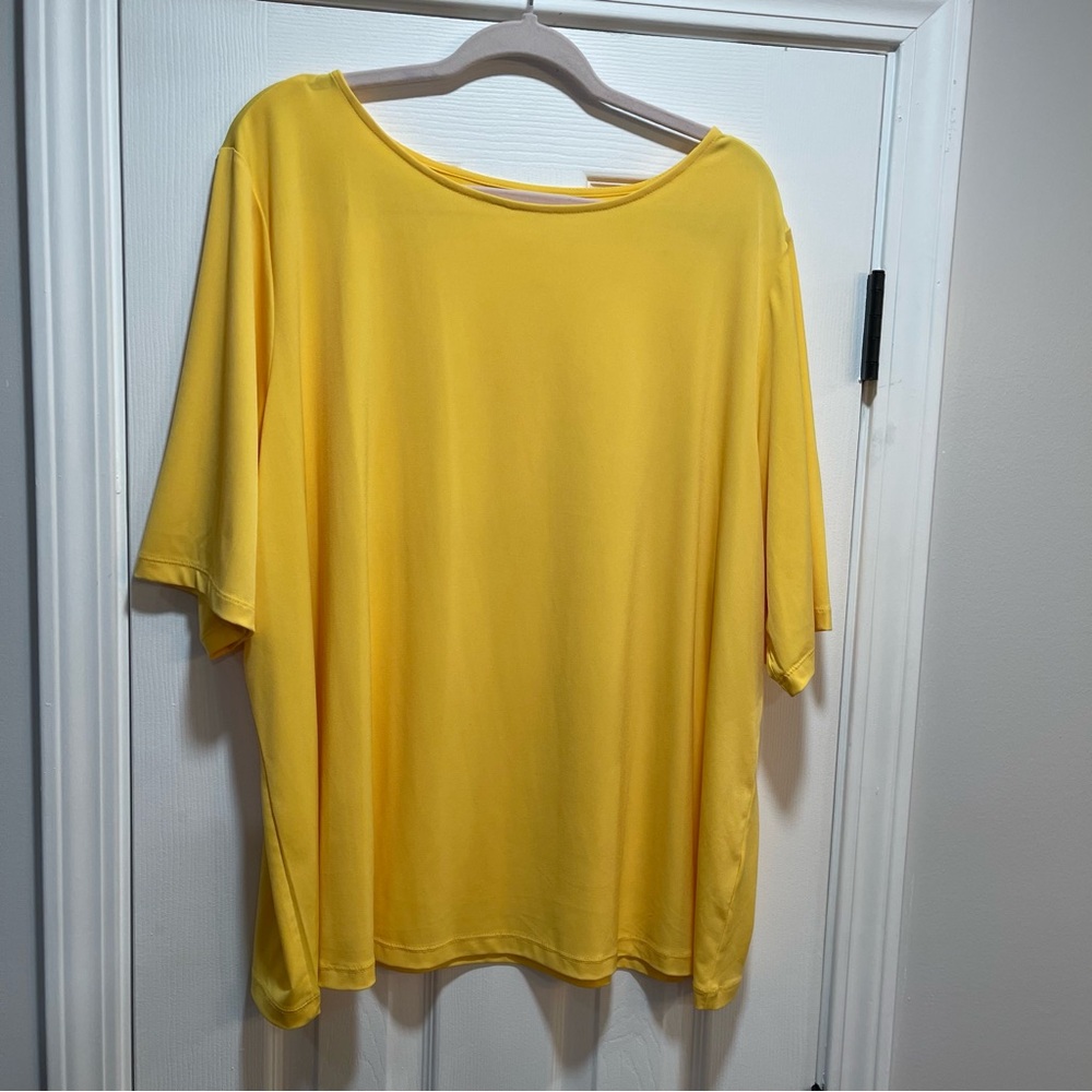 Susan Graver Yellow Boxy Relaxed T-Shirt 3X